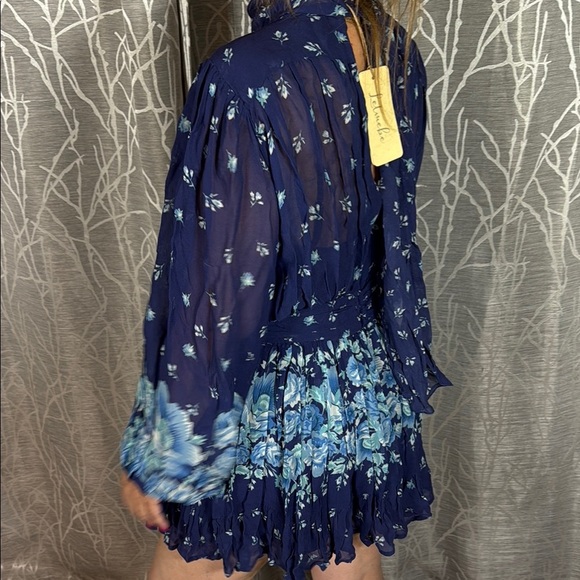 ANTHROPOLOGIE LET ME BE BLUE MOCK NECK MINI DRESS S NWT - Picture 7 of 10